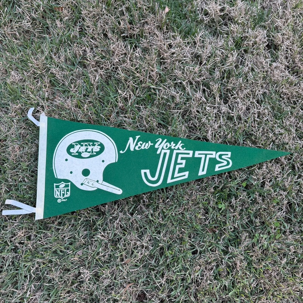 Vintage 1967 New York JETS Full‎ Size Felt Pennant NFL Green